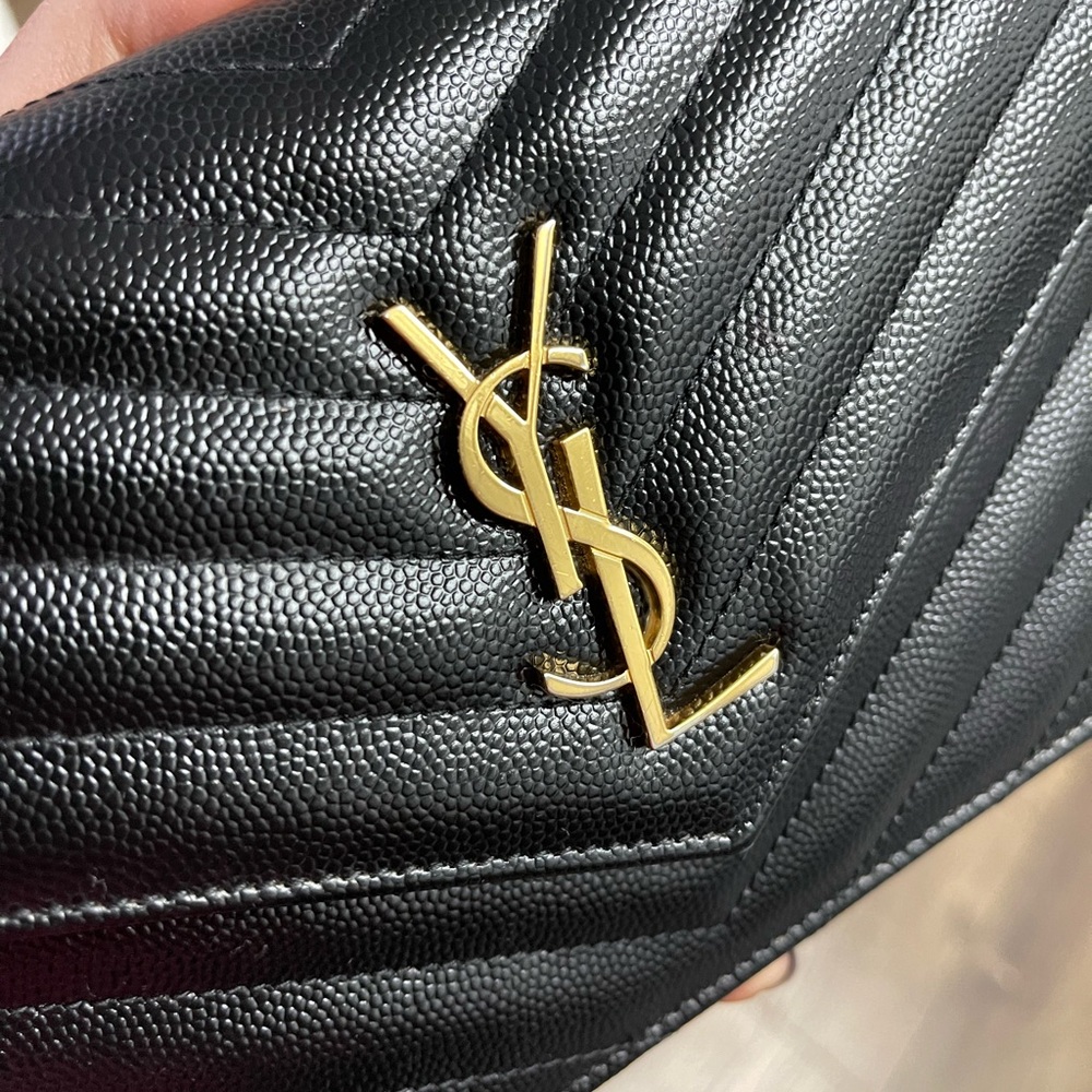 $1199. Yves Saint Laurent WOC/wallet on chain small black crossbody bag